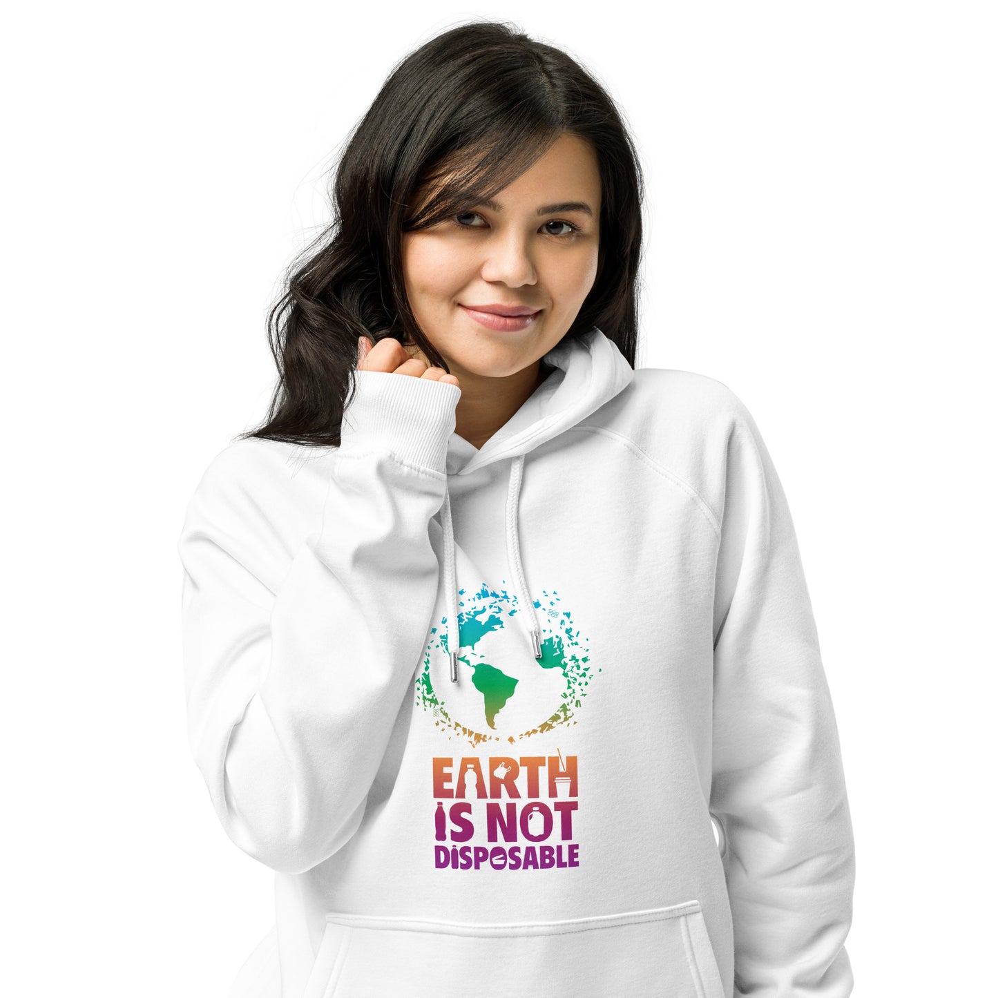 Earth Is Not Disposable Adult Unisex Organic Cotton Raglan Hoodie