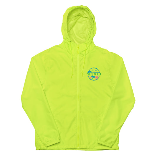 Care for Planet Earth Against Climate Change Adult Unisex Lightweight Zip Up Windbreaker