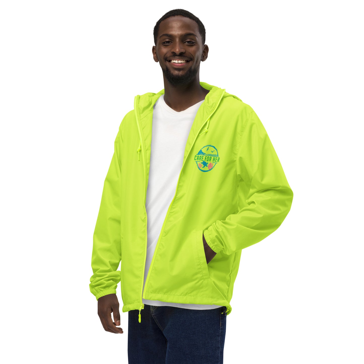 Care for Planet Earth Against Climate Change Adult Unisex Lightweight Zip Up Windbreaker