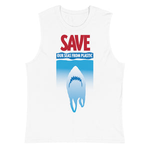 Open image in slideshow, Save Our Seas From Plastic Shark Sleeveless Muscle Shirt
