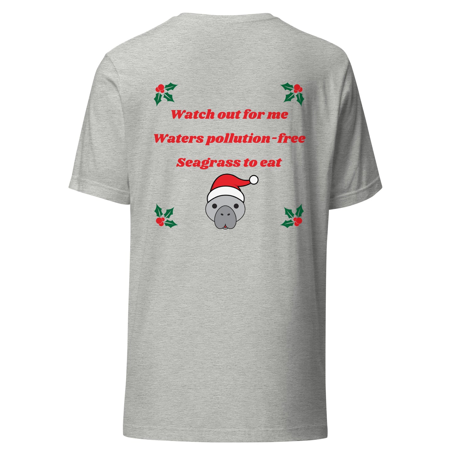 Manatee Holiday Wishes Christmas Short Sleeve Unisex Graphic T-shirt