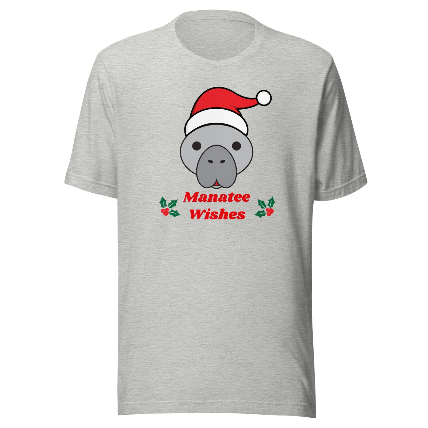 Manatee Holiday Wishes Christmas Short Sleeve Unisex Graphic T-shirt