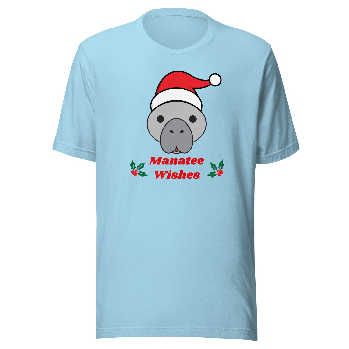 Manatee Holiday Wishes Christmas Short Sleeve Unisex Graphic T-shirt