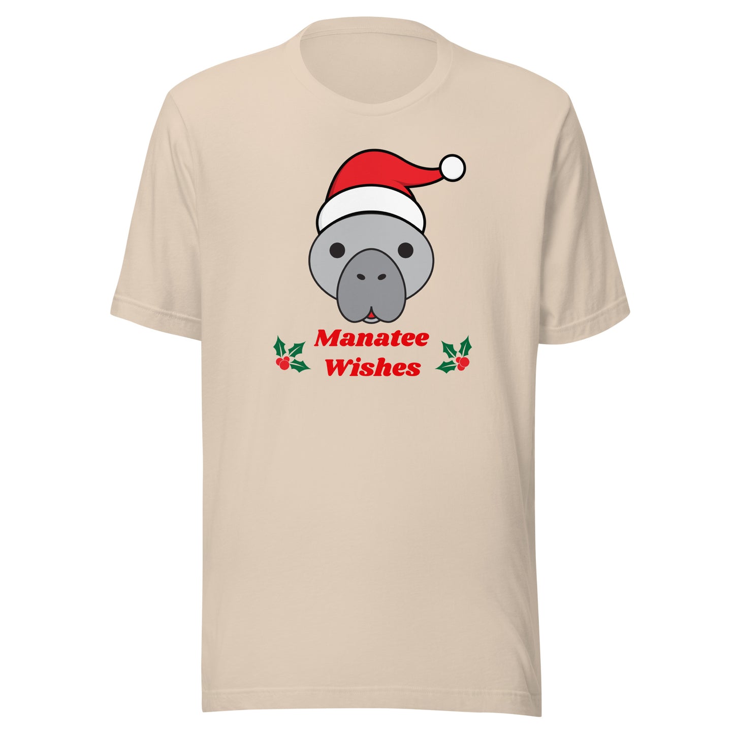 Manatee Holiday Wishes Christmas Short Sleeve Unisex Graphic T-shirt