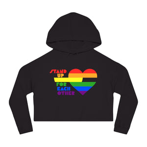 Open image in slideshow, Stand Up For Each Other Gay Pride Graphic Crop Top Hoodie
