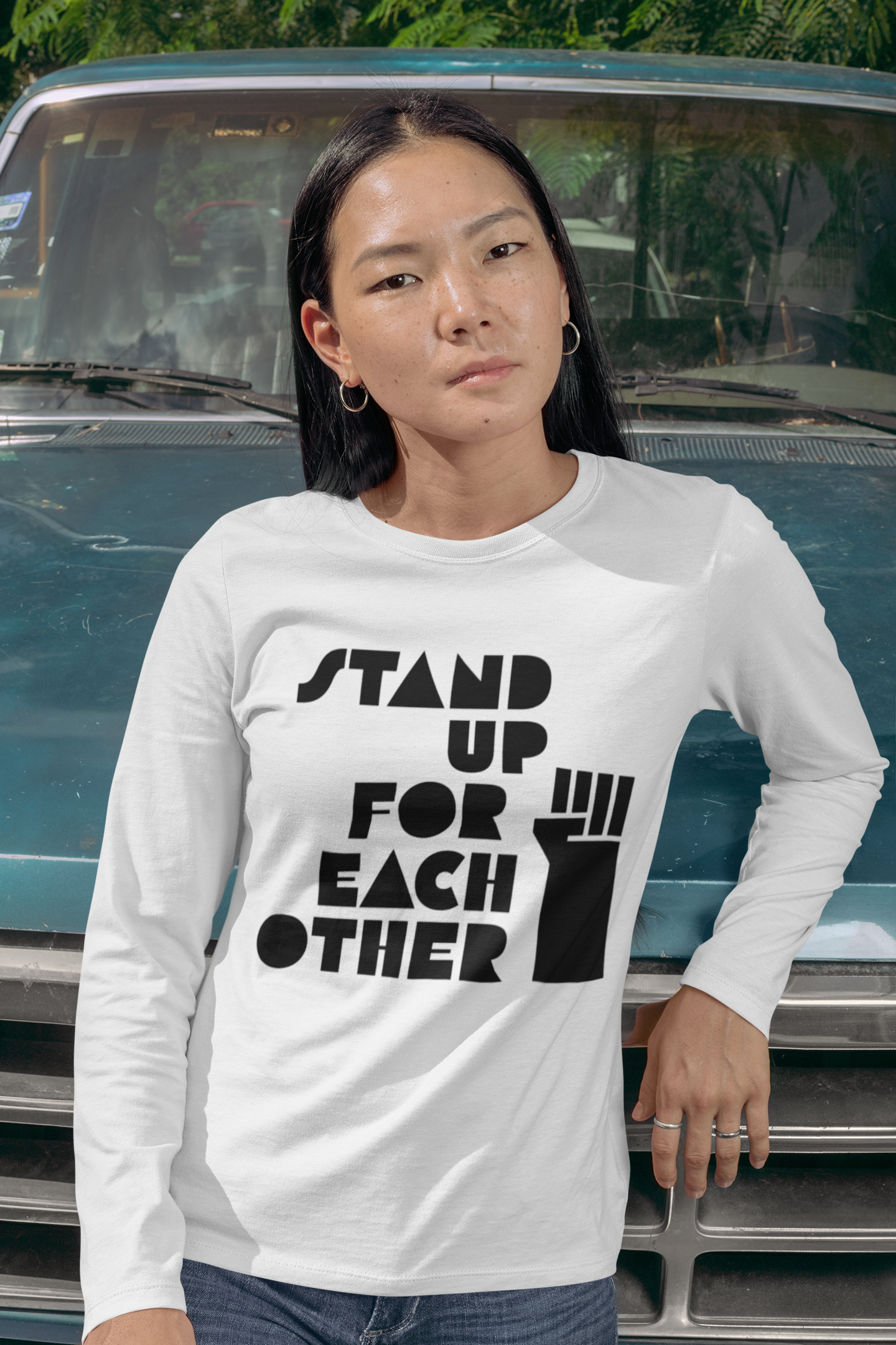 Stand Up For Each Other Social Justice Adult Long Sleeve White Shirt