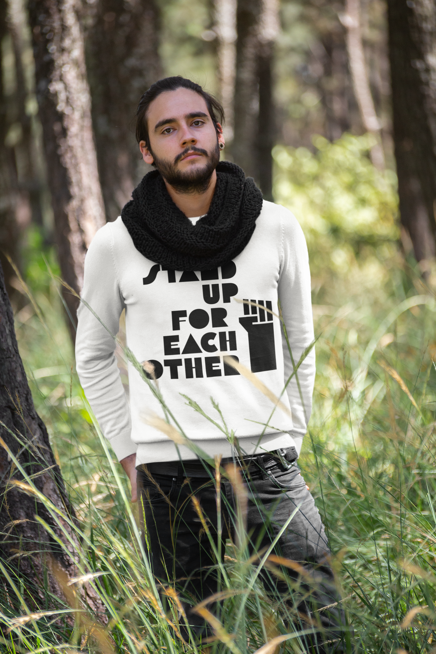 Stand Up For Each Other Social Justice Heavy Blend™ Adult White Crewneck Sweatshirt