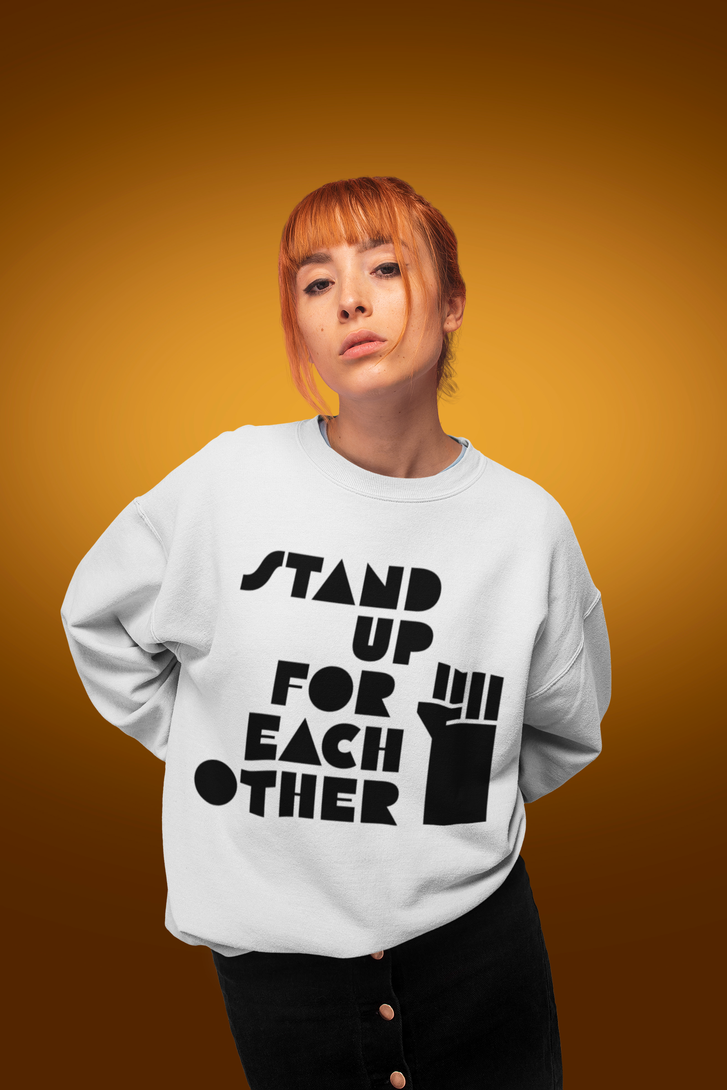 Stand Up For Each Other Social Justice Heavy Blend™ Adult White Crewneck Sweatshirt