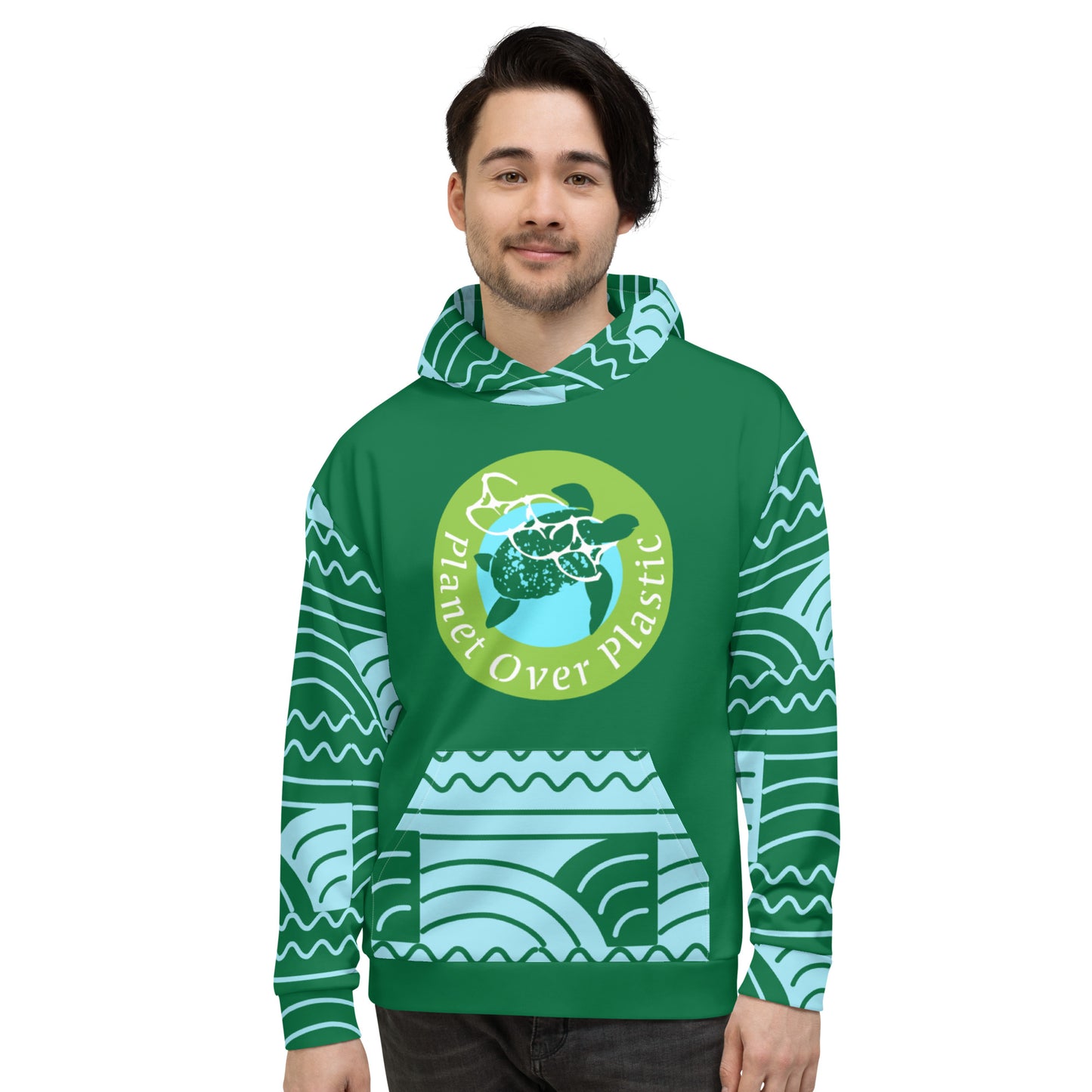 Planet Over Plastic Keep the Sea Plastic Free All Over Print Unisex Hoodie