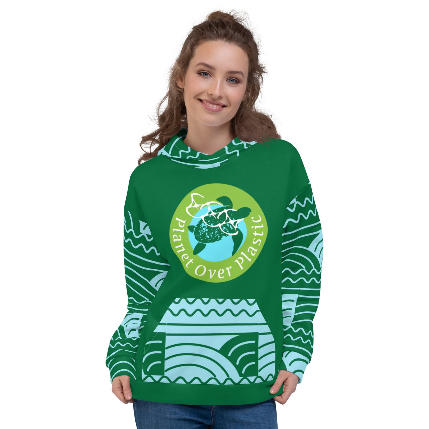 Planet Over Plastic Keep the Sea Plastic Free All Over Print Unisex Hoodie