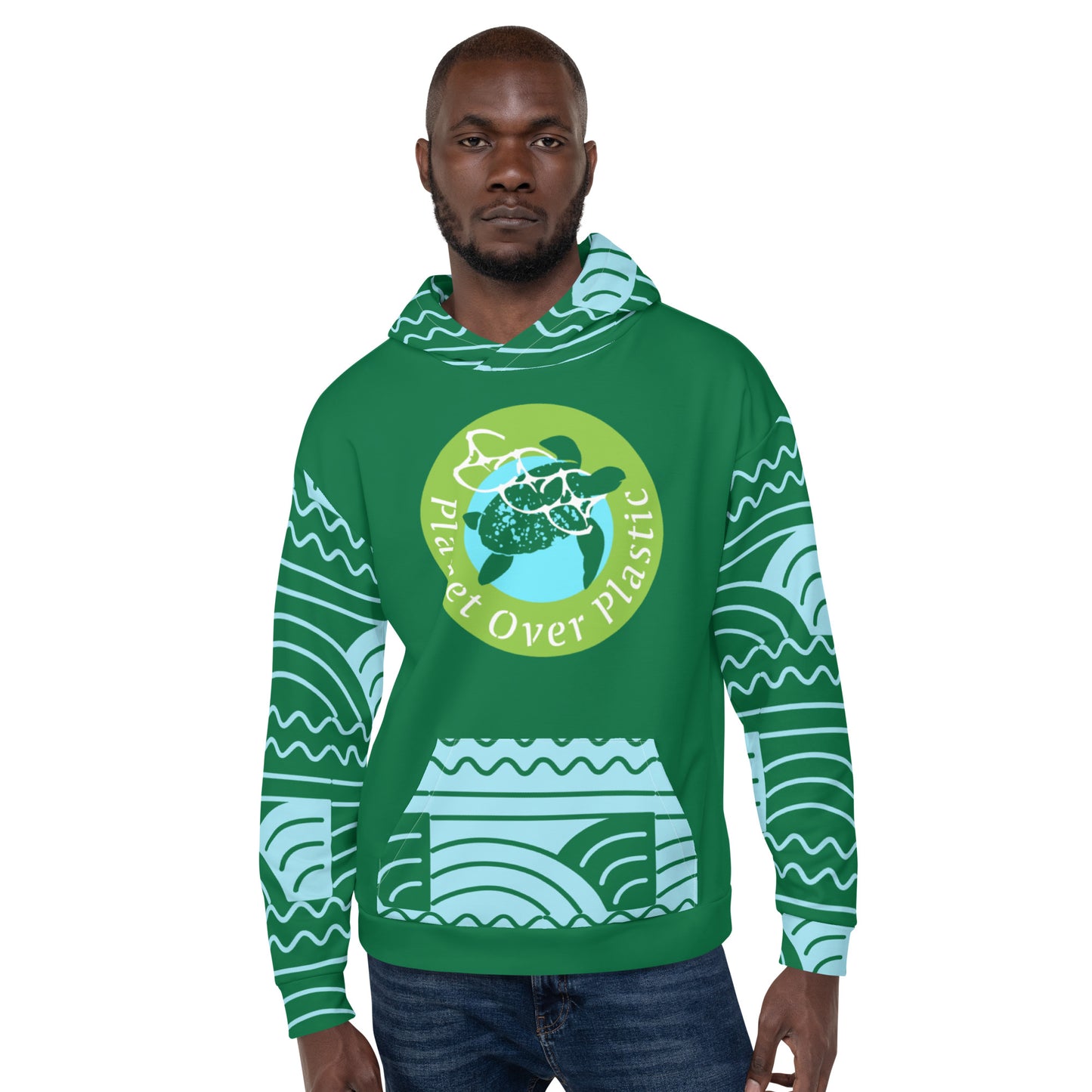 Planet Over Plastic Keep the Sea Plastic Free All Over Print Unisex Hoodie