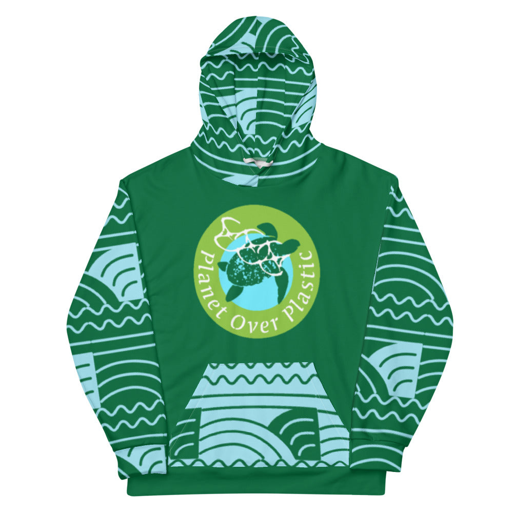 Planet Over Plastic Keep the Sea Plastic Free All Over Print Unisex Hoodie