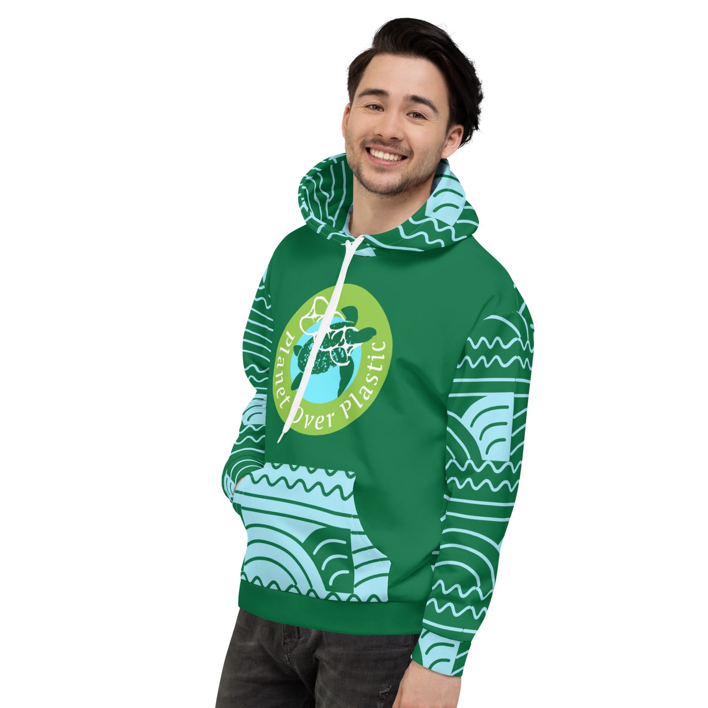Planet Over Plastic Keep the Sea Plastic Free All Over Print Unisex Hoodie