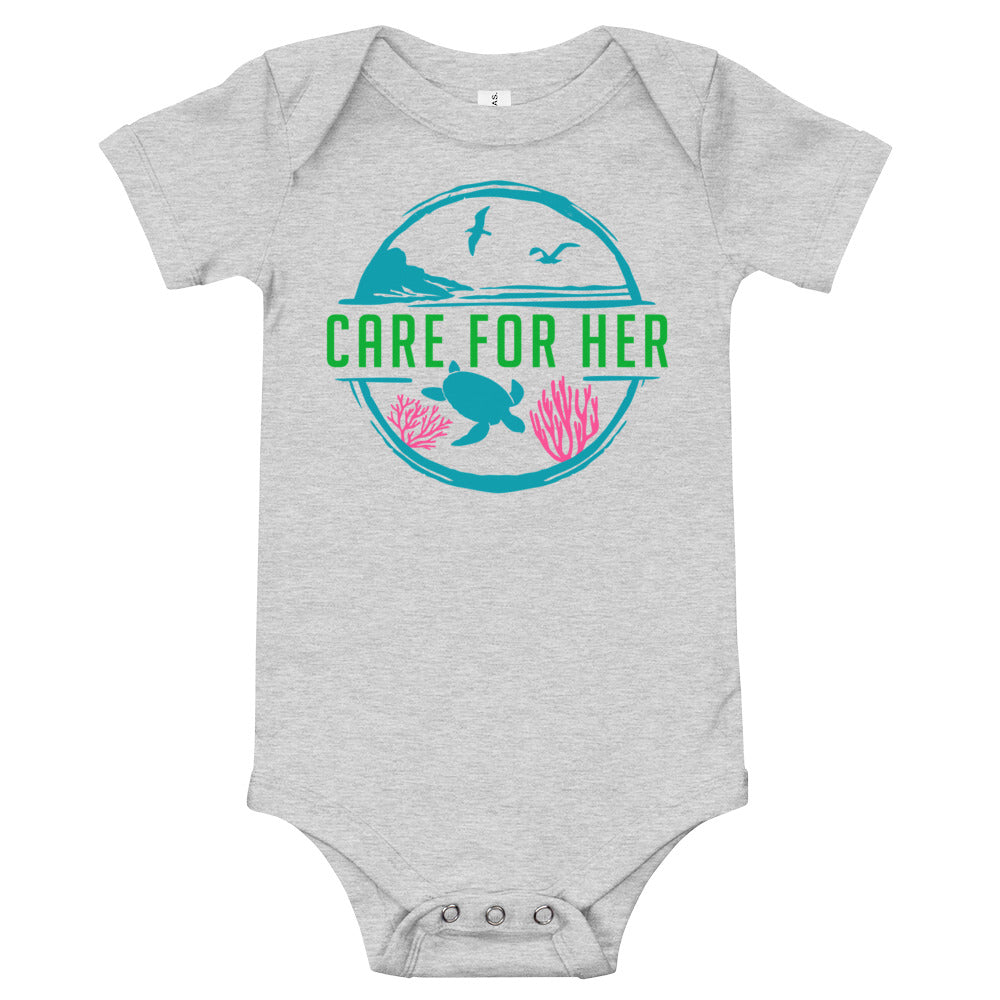Care For Planet Earth Against Climate Change Baby Short Sleeve Onesie