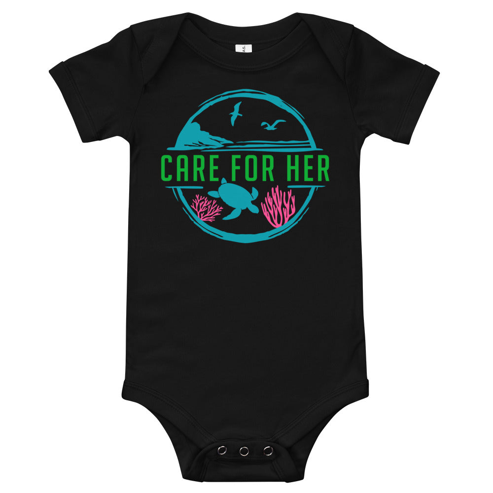 Care For Planet Earth Against Climate Change Baby Short Sleeve Onesie