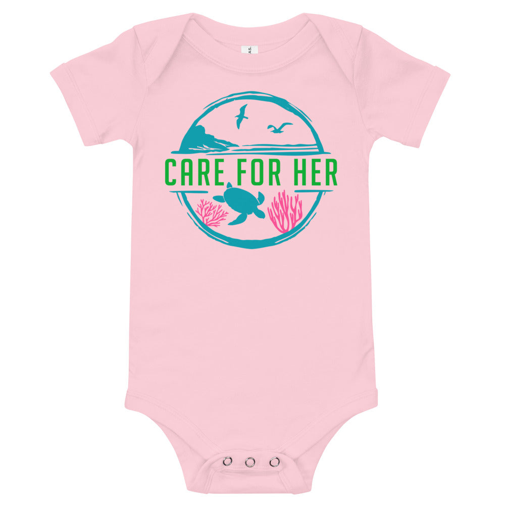 Care For Planet Earth Against Climate Change Baby Short Sleeve Onesie