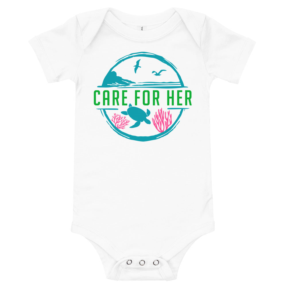 Care For Planet Earth Against Climate Change Baby Short Sleeve Onesie