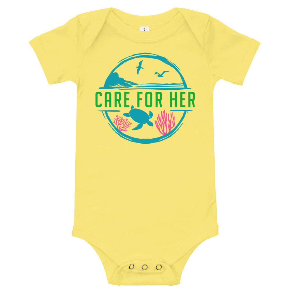 Care For Planet Earth Against Climate Change Baby Short Sleeve Onesie