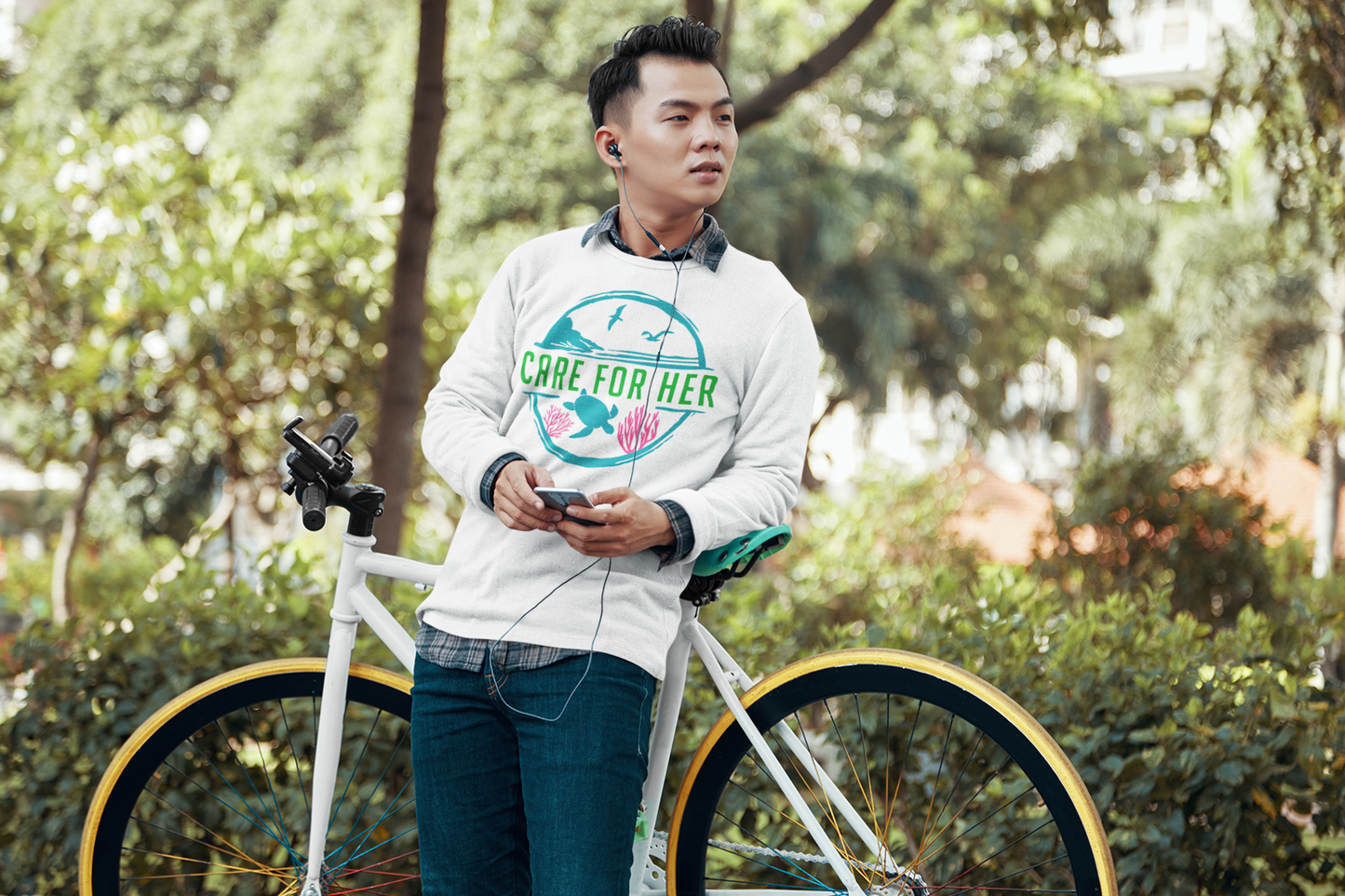 Care For Planet Earth Against Climate Change Adult Crewneck Sweatshirt