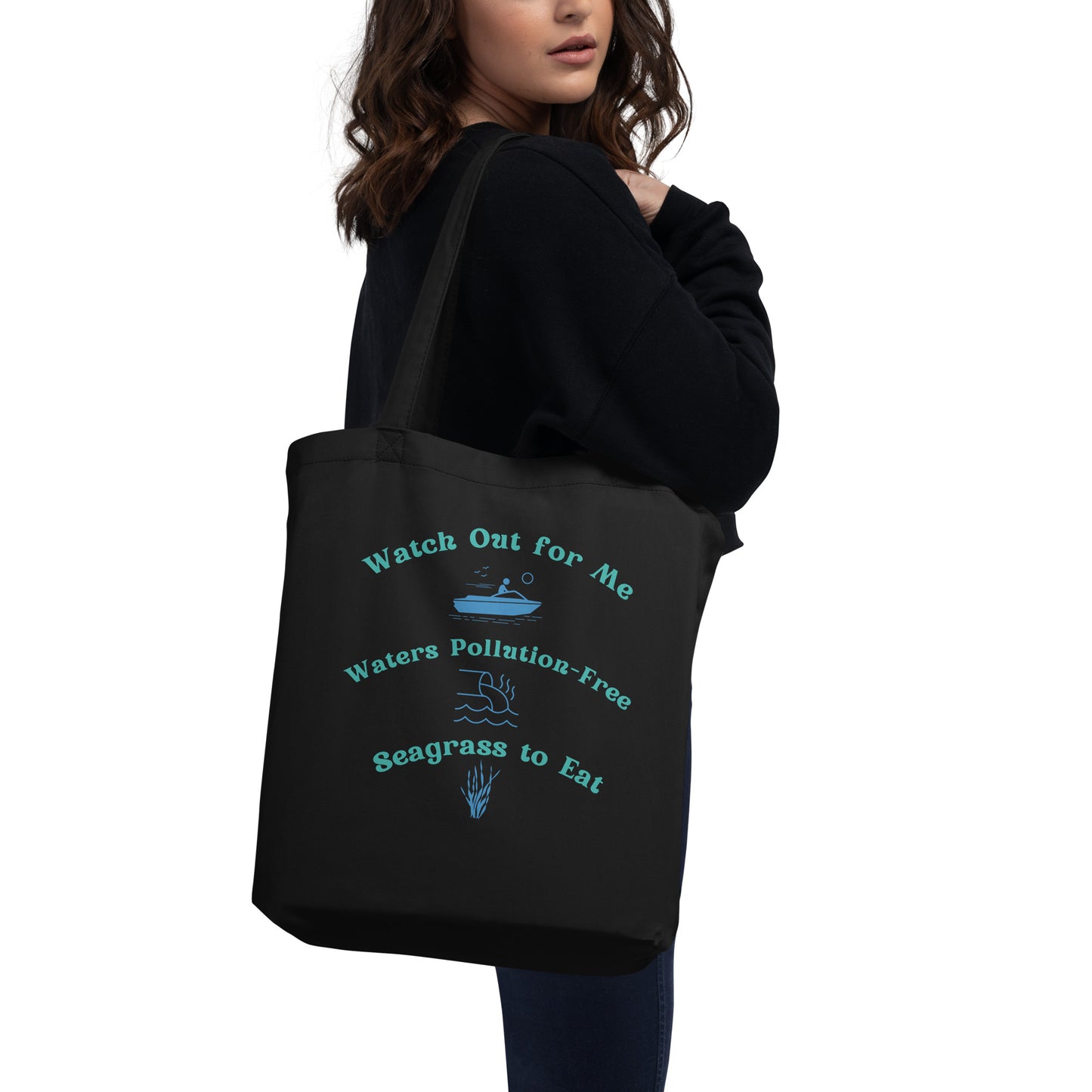 Save the Manatees Graphic Organic Cotton Eco Tote Bag