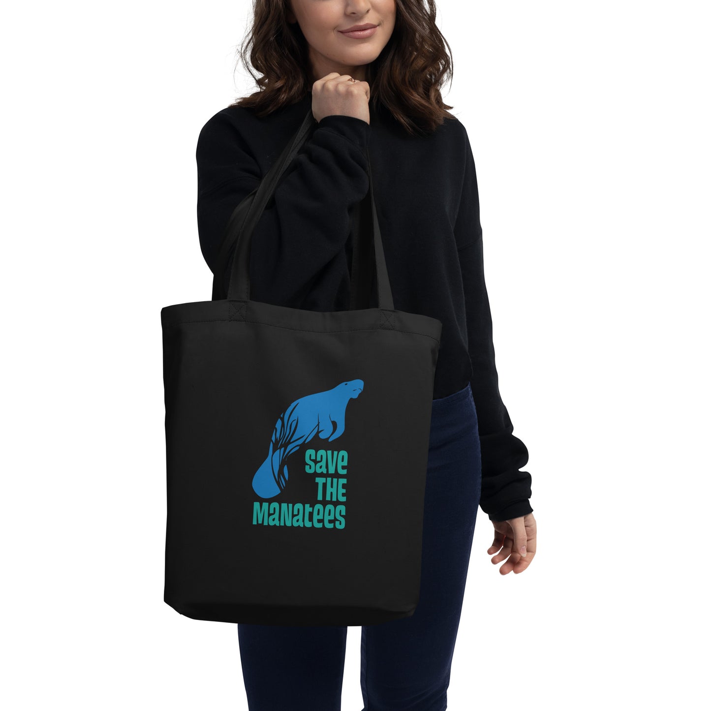 Save the Manatees Graphic Organic Cotton Eco Tote Bag