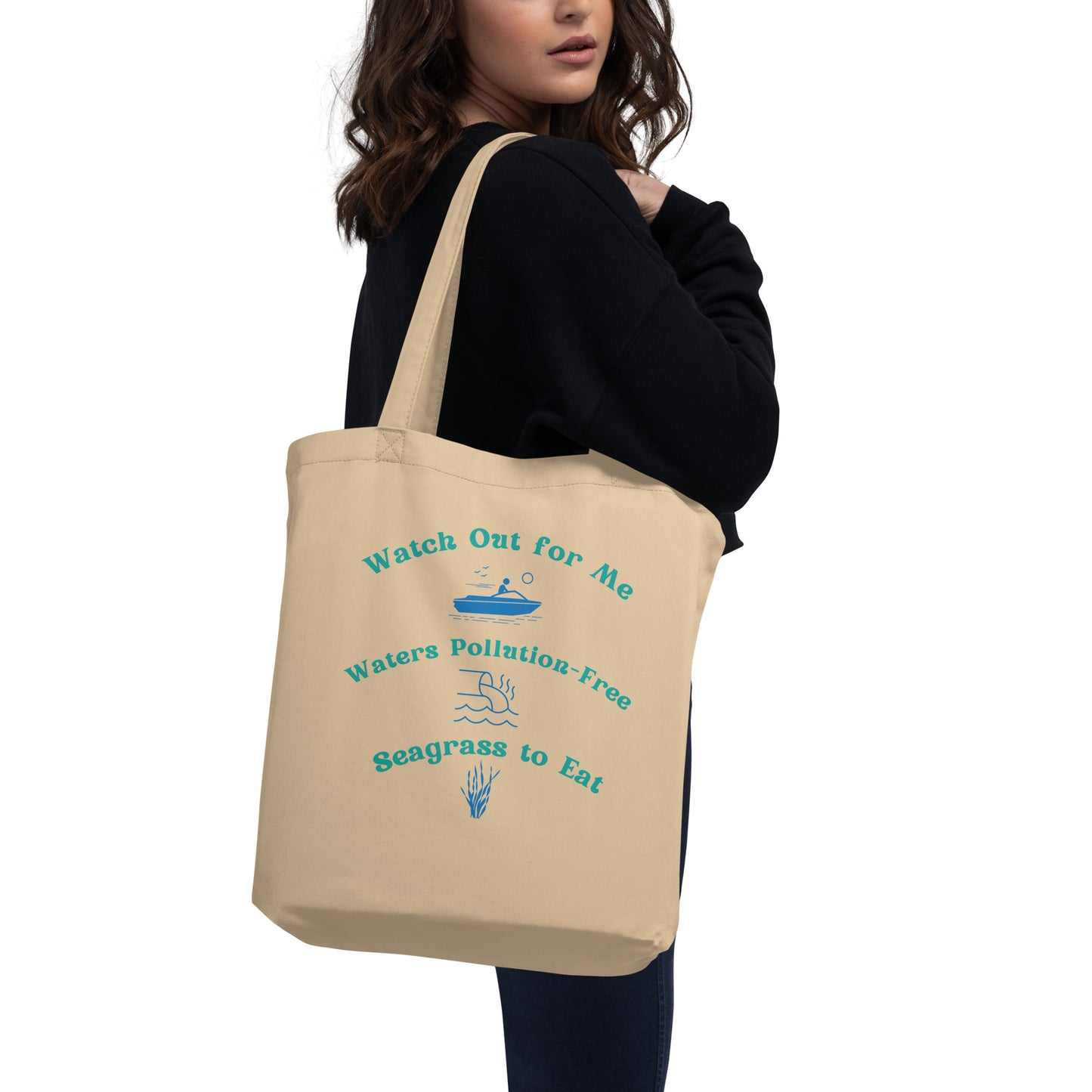 Save the Manatees Graphic Organic Cotton Eco Tote Bag