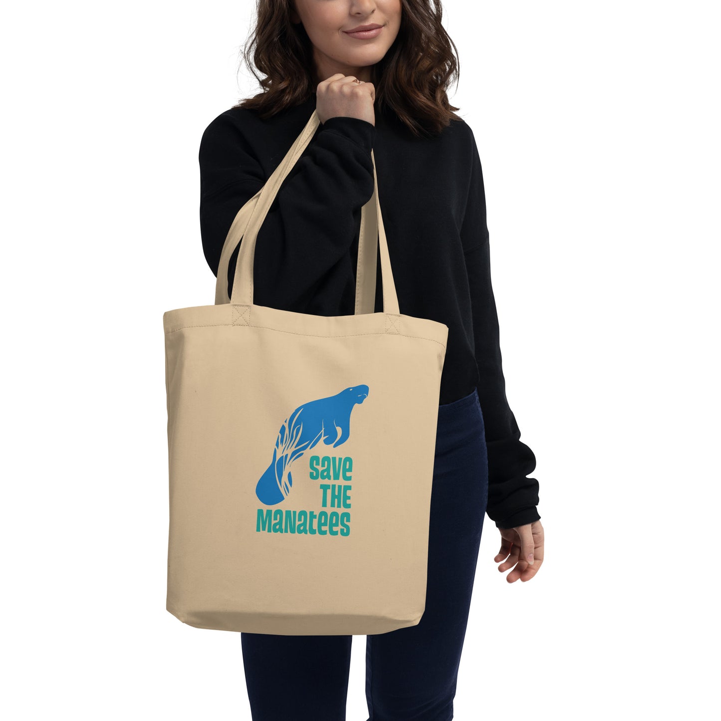 Save the Manatees Graphic Organic Cotton Eco Tote Bag