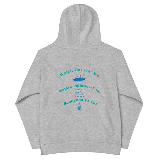 Protect the Manatees Embroidered Kids Fleece Hoodie