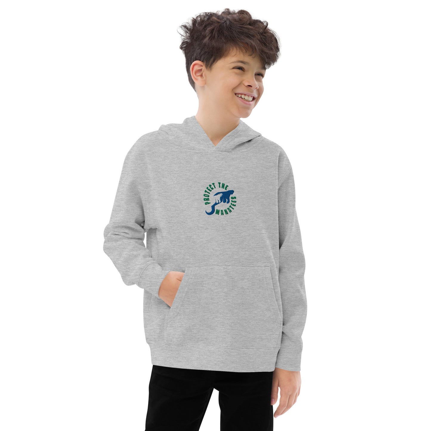 Protect the Manatees Embroidered Kids Fleece Hoodie