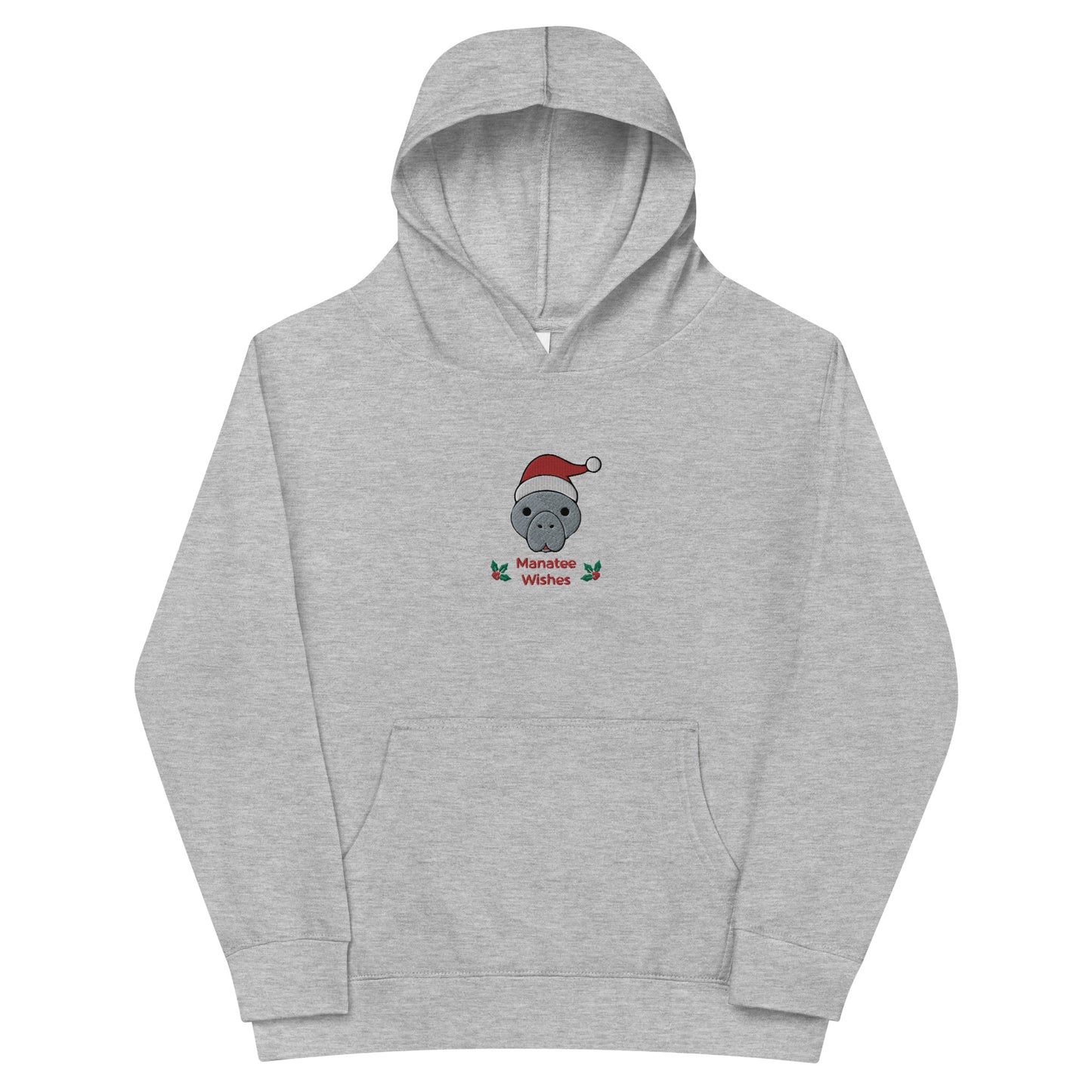 Manatee Holiday Wishes Christmas Embroidered Kids Hoodie