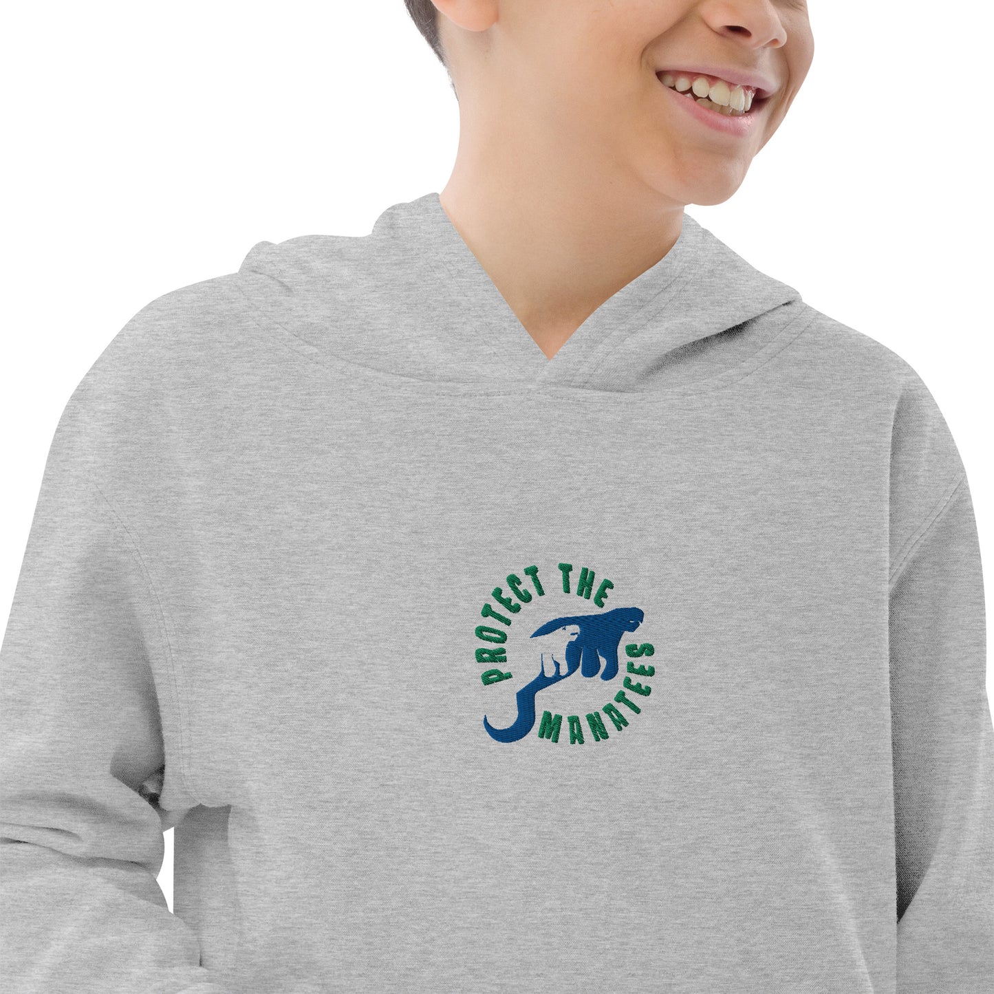 Protect the Manatees Embroidered Kids Fleece Hoodie