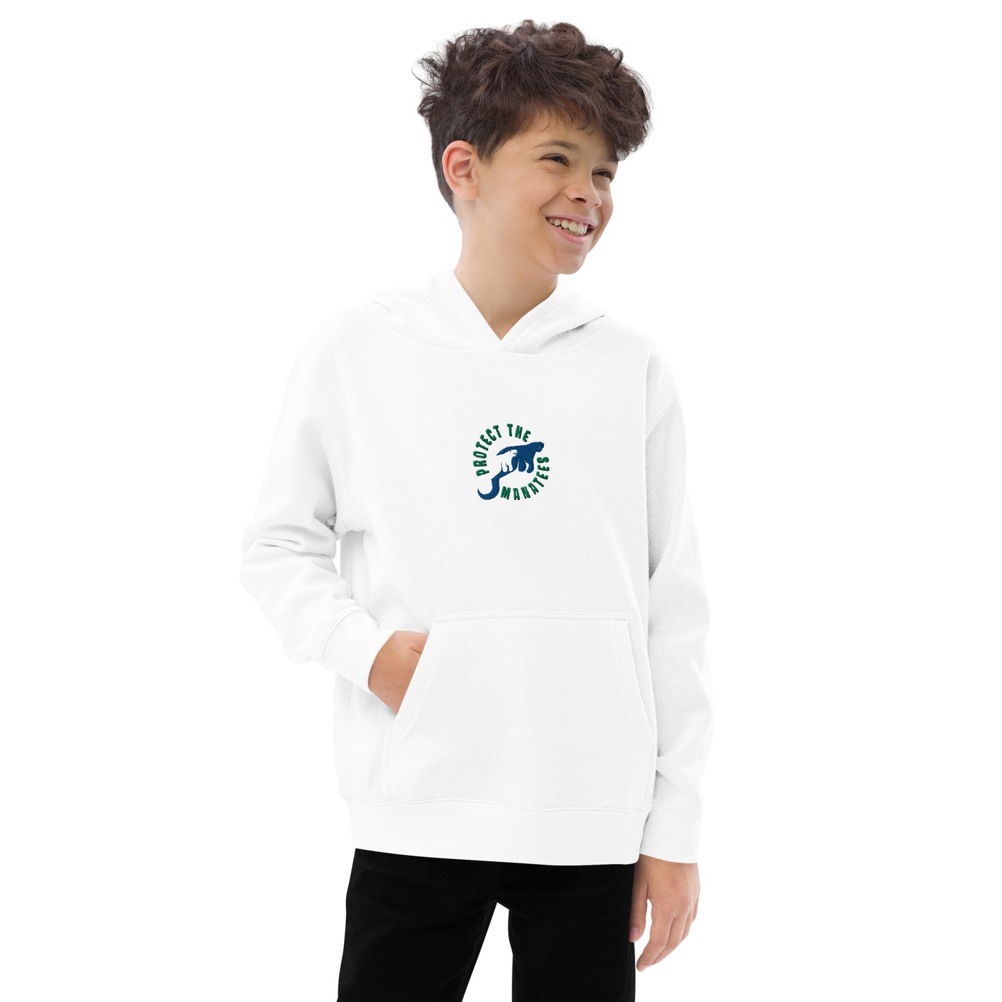 Protect the Manatees Embroidered Kids Fleece Hoodie