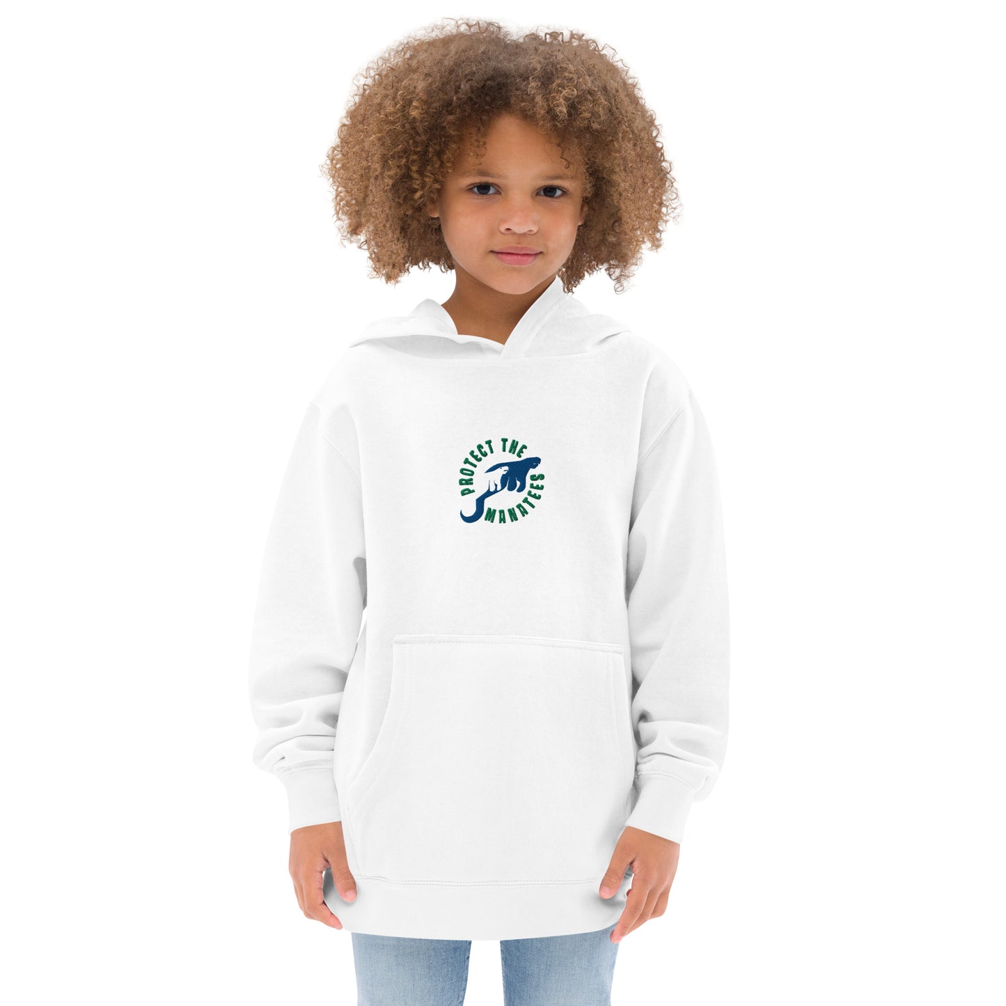 Protect the Manatees Embroidered Kids Fleece Hoodie