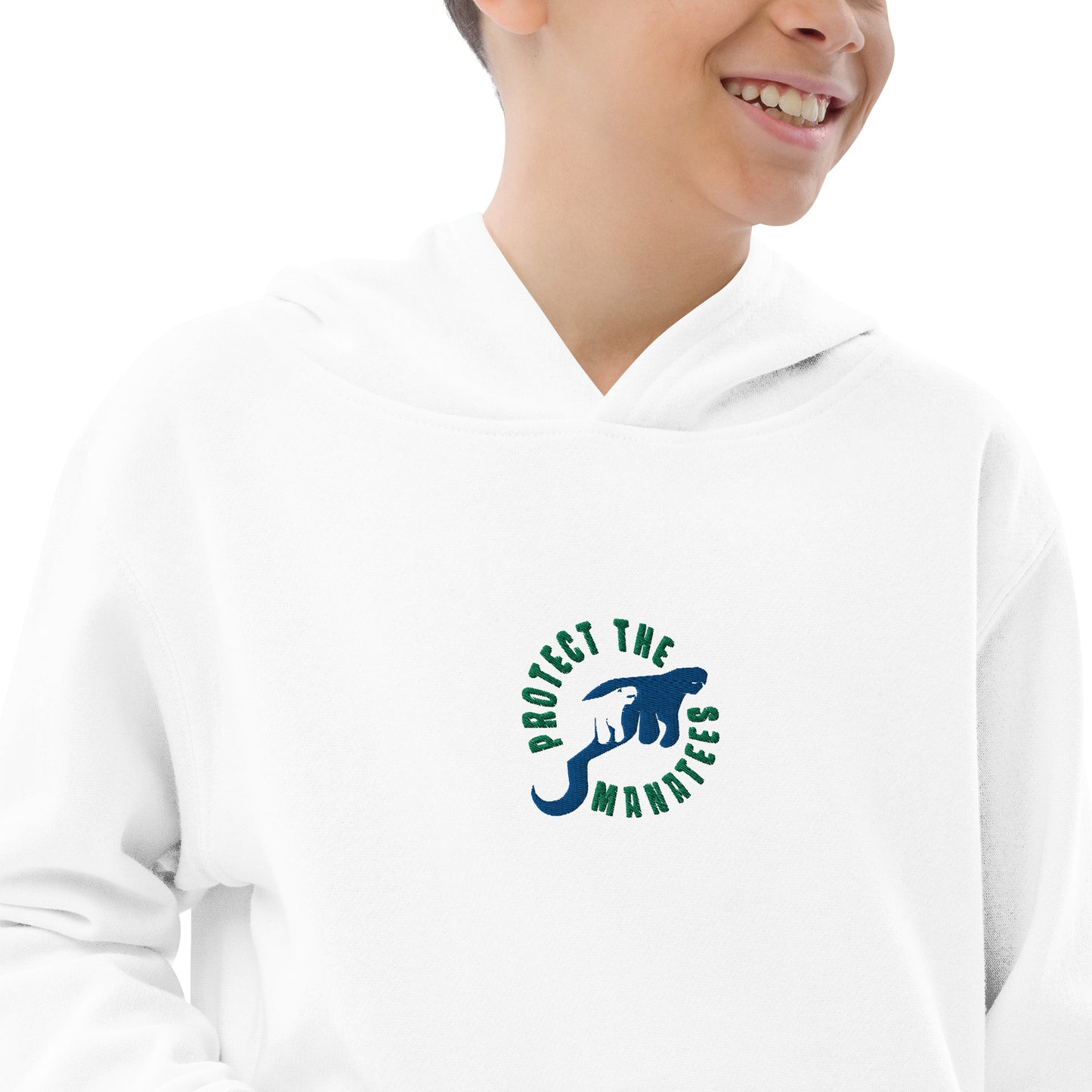 Protect the Manatees Embroidered Kids Fleece Hoodie