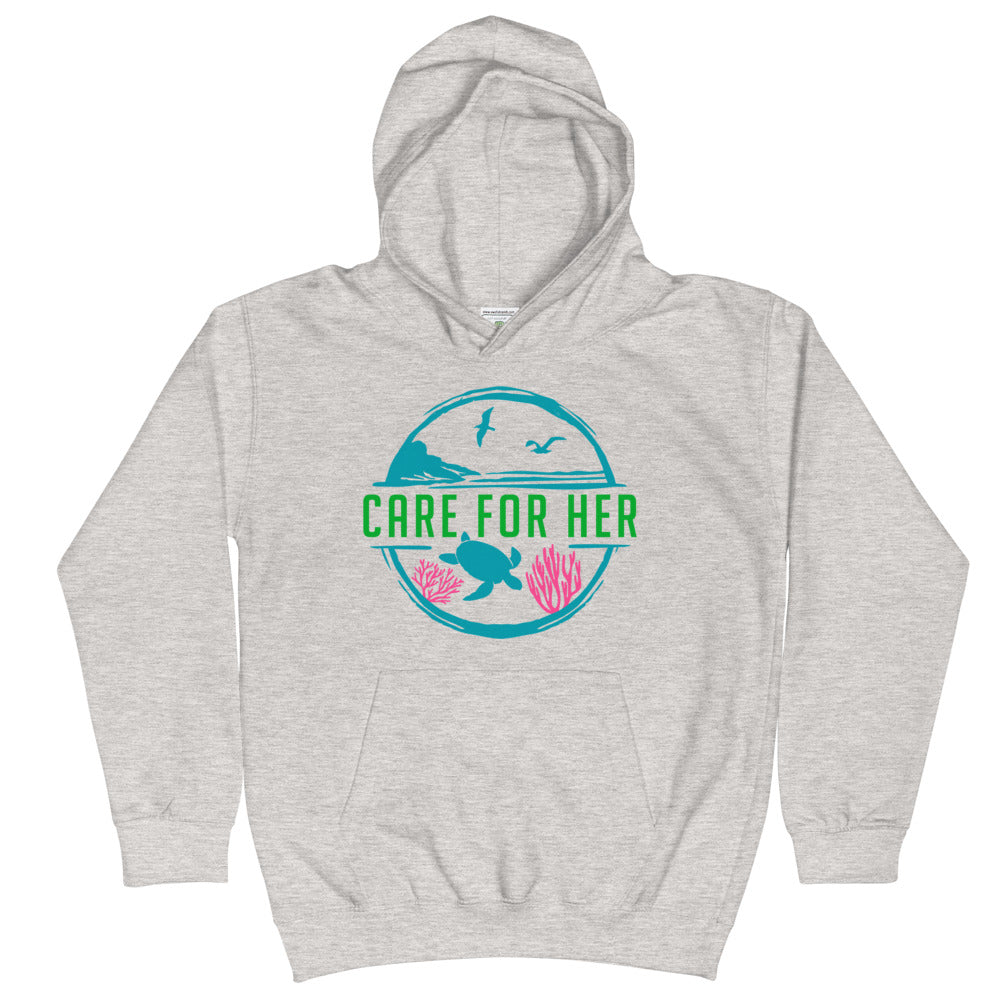 Care For Planet Earth Against Climate Change Kids No Drawcord Hoodie