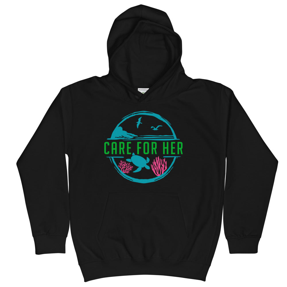 Care For Planet Earth Against Climate Change Kids No Drawcord Hoodie