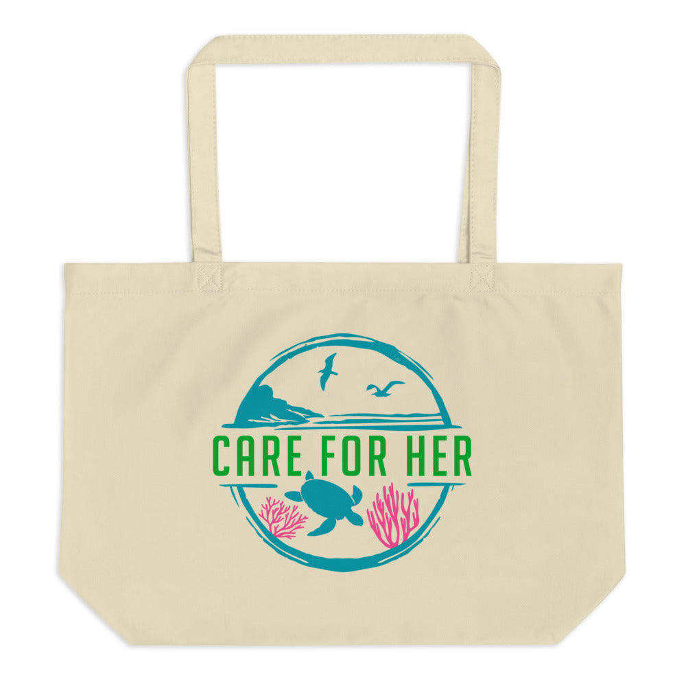 Care For Planet Earth Against Climate Change Large Eco Tote Bag