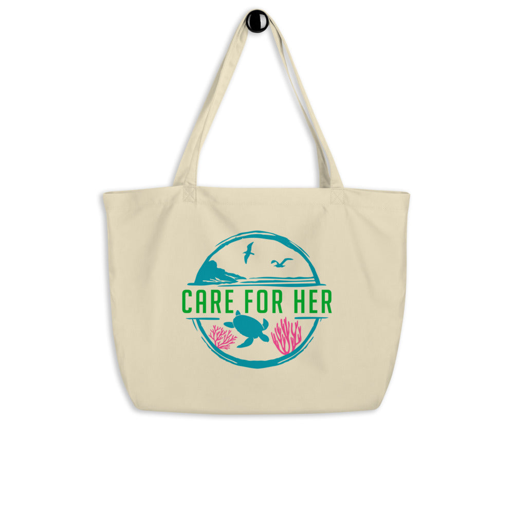 Care For Planet Earth Against Climate Change Large Eco Tote Bag