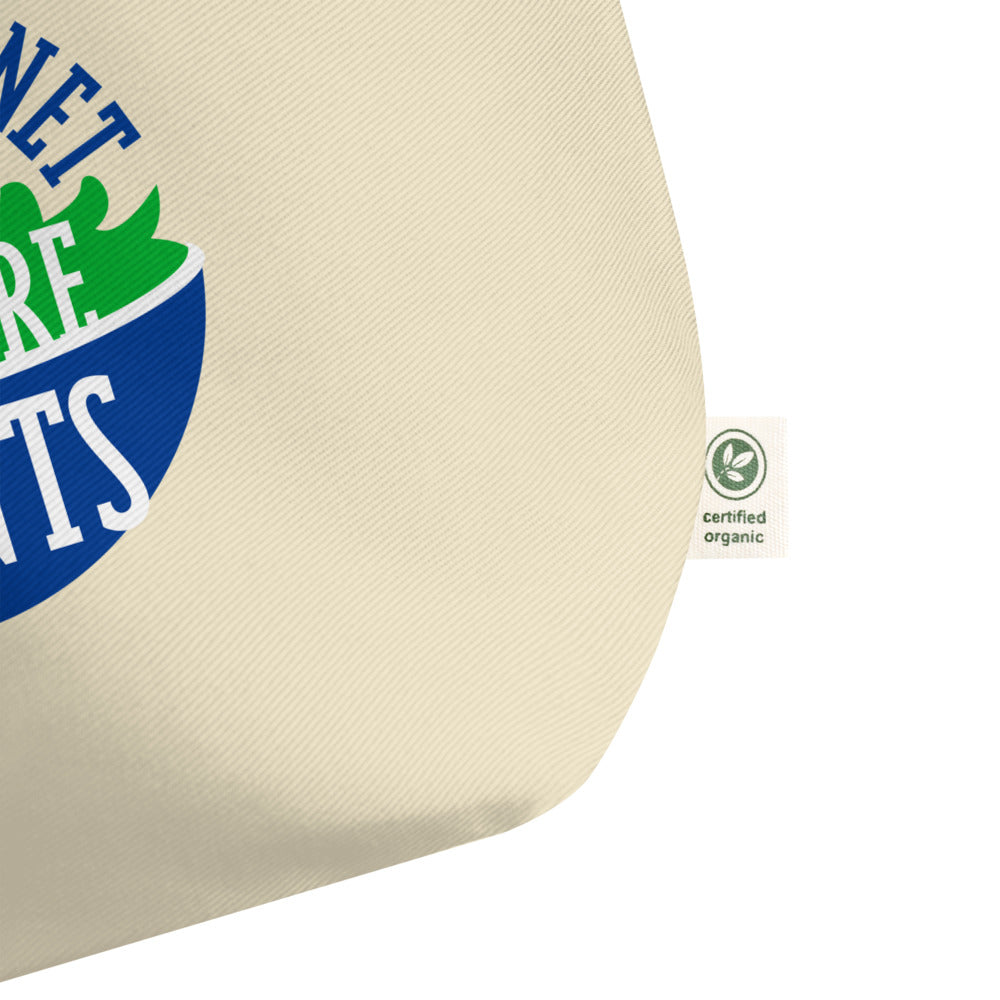 Save The Planet, Eat More Plants! Vegetarian Vegan Large Organic Cotton Sustainable Tote Bag