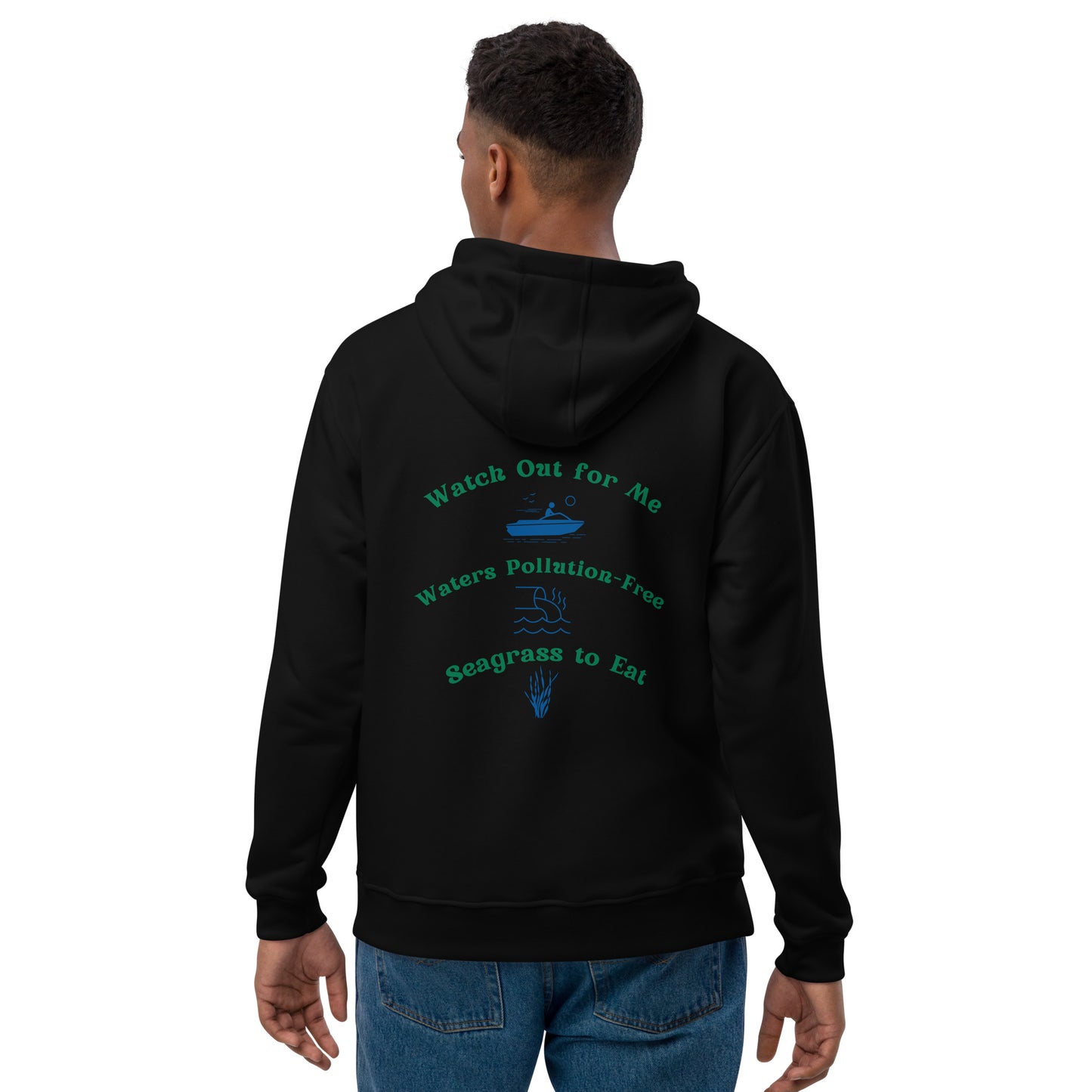 Protect the Manatees Embroidered Adult Unisex Sustainable Hoodie