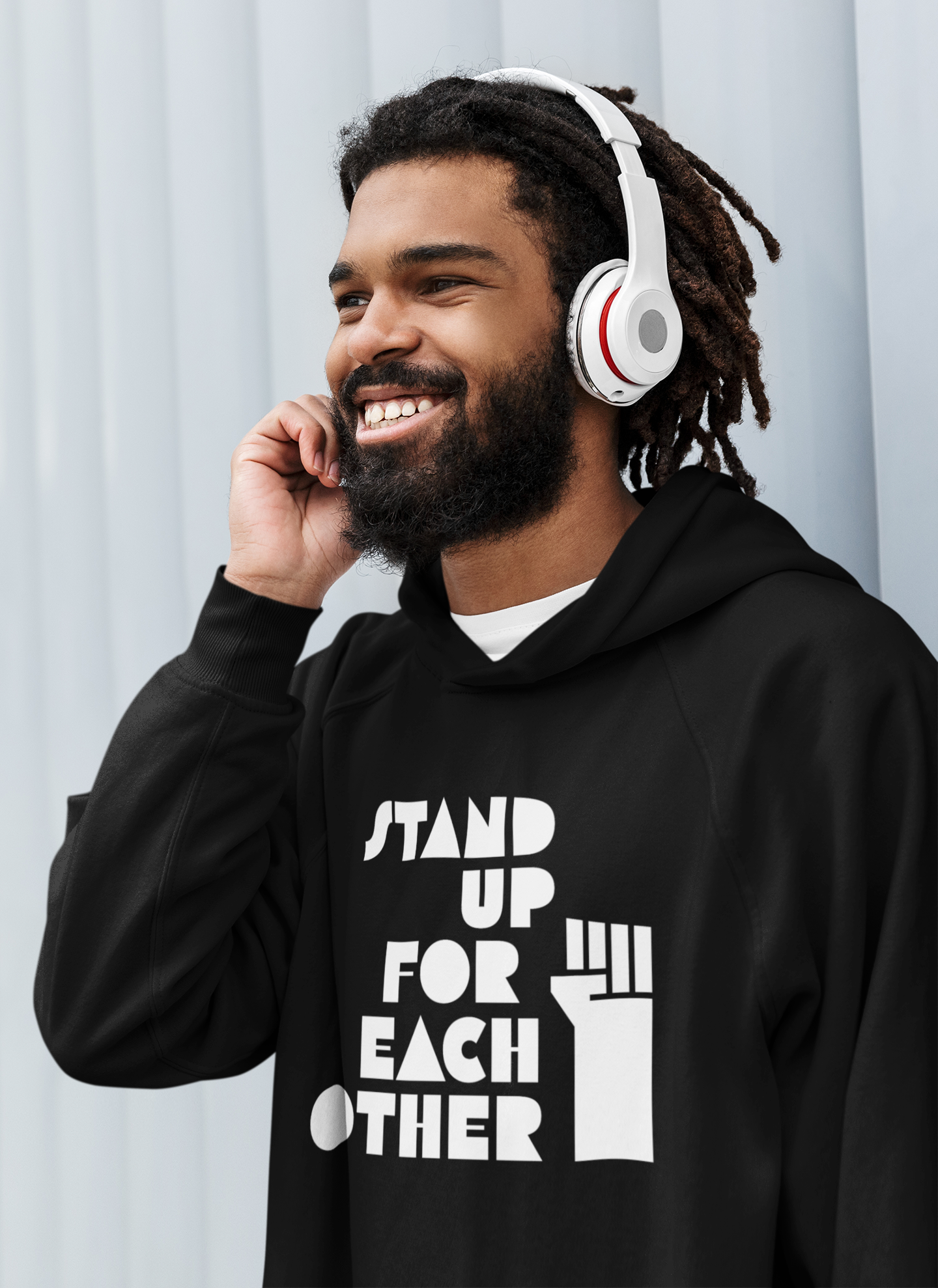 Stand Up For Each Other Social Justice Unisex Black Graphic Hoodie