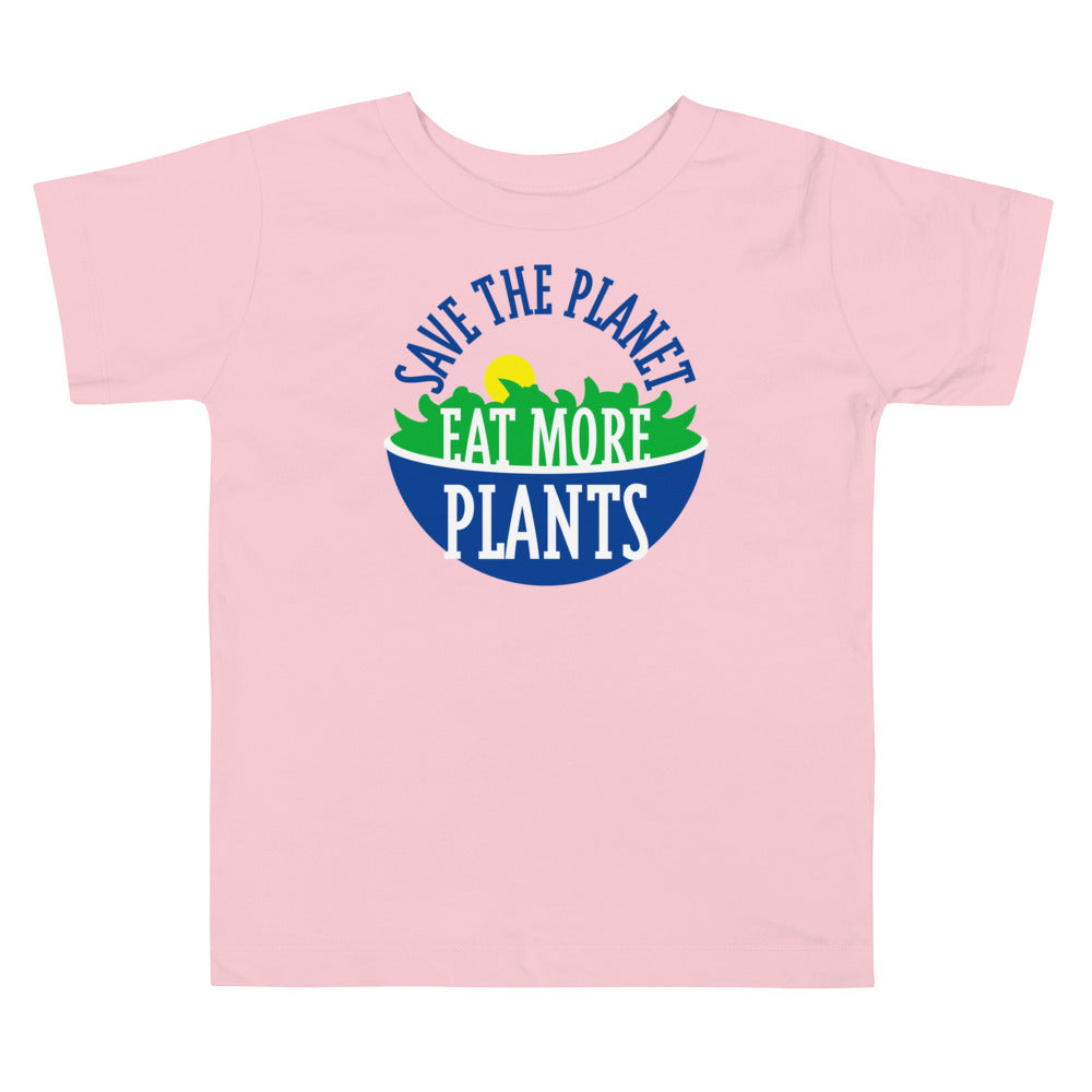 Save The Planet, Eat More Plants! Vegetarian Vegan Toddler Short Sleeve T-Shirt