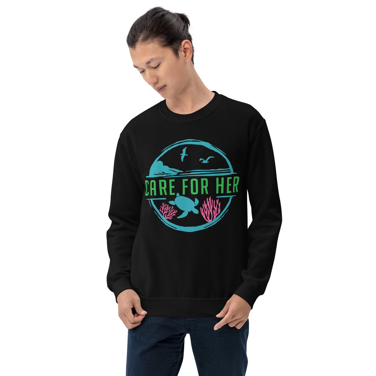 Care For Planet Earth Against Climate Change Adult Crewneck Sweatshirt