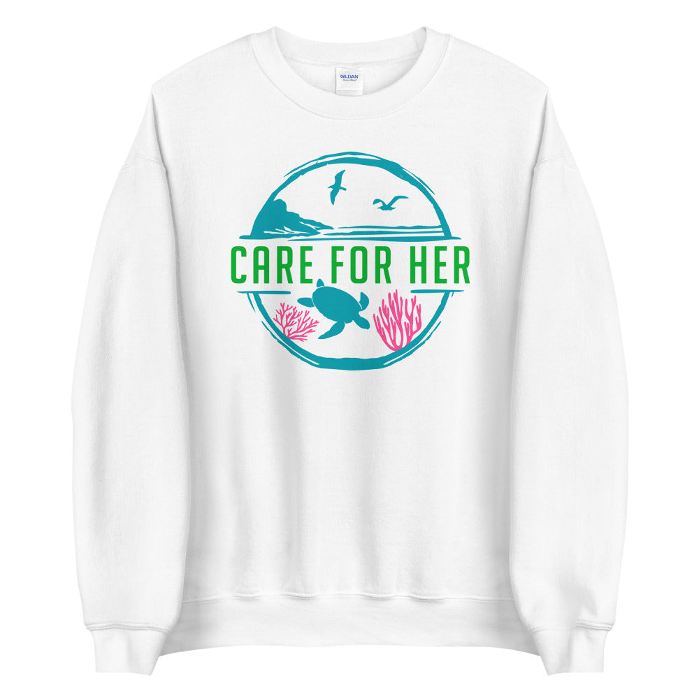 Care For Planet Earth Against Climate Change Adult Crewneck Sweatshirt