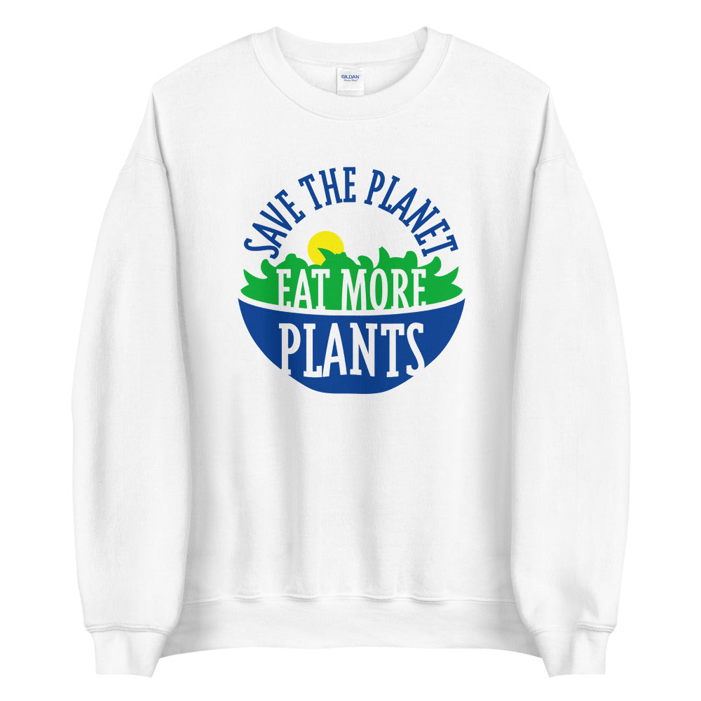 Save The Planet, Eat More Plants! Vegetarian Vegan Adult Unisex Crewneck Sweatshirt