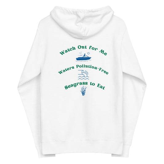 Protect the Manatees Embroidered Adult Unisex Fleece Zip Up Hoodie