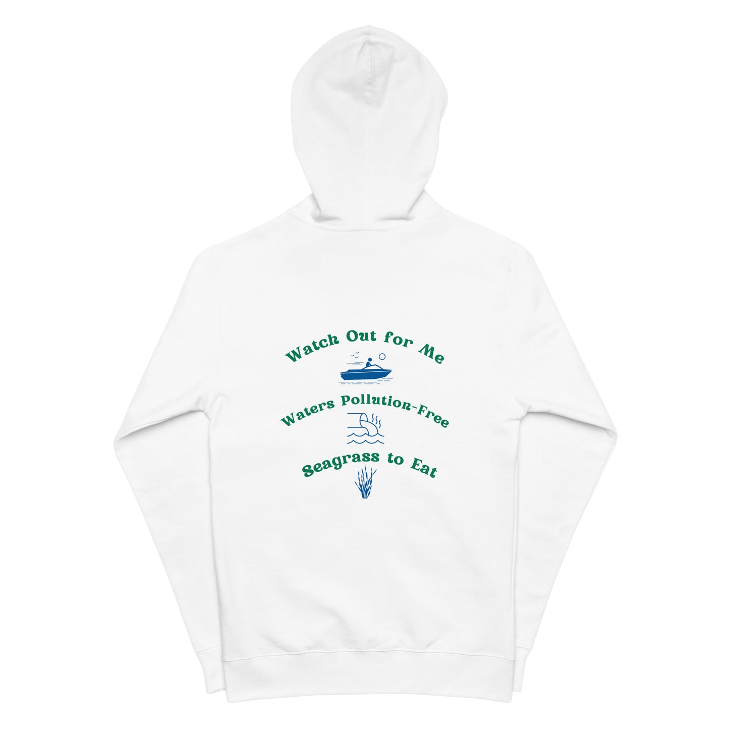 Protect the Manatees Embroidered Adult Unisex Fleece Zip Up Hoodie