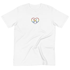 Open image in slideshow, Gay Pride Unity Certified Organic Cotton Unisex Embroidered T-Shirt
