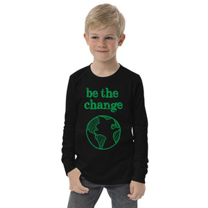 Open image in slideshow, Be The Change Against Climate Change Youth Long Sleeve Tee

