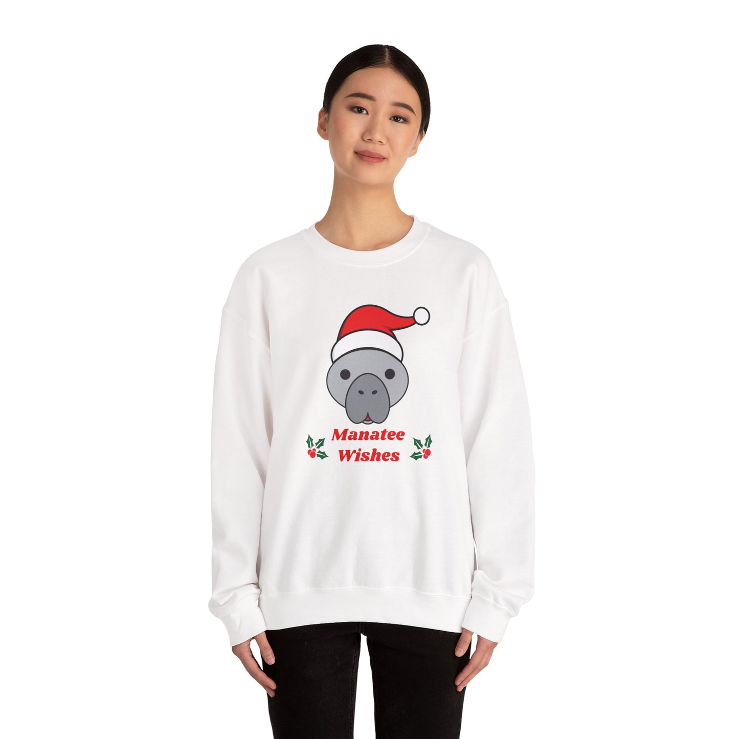 Manatee Holiday Wishes Christmas Unisex Heavy Blend Crewneck Sweatshirt